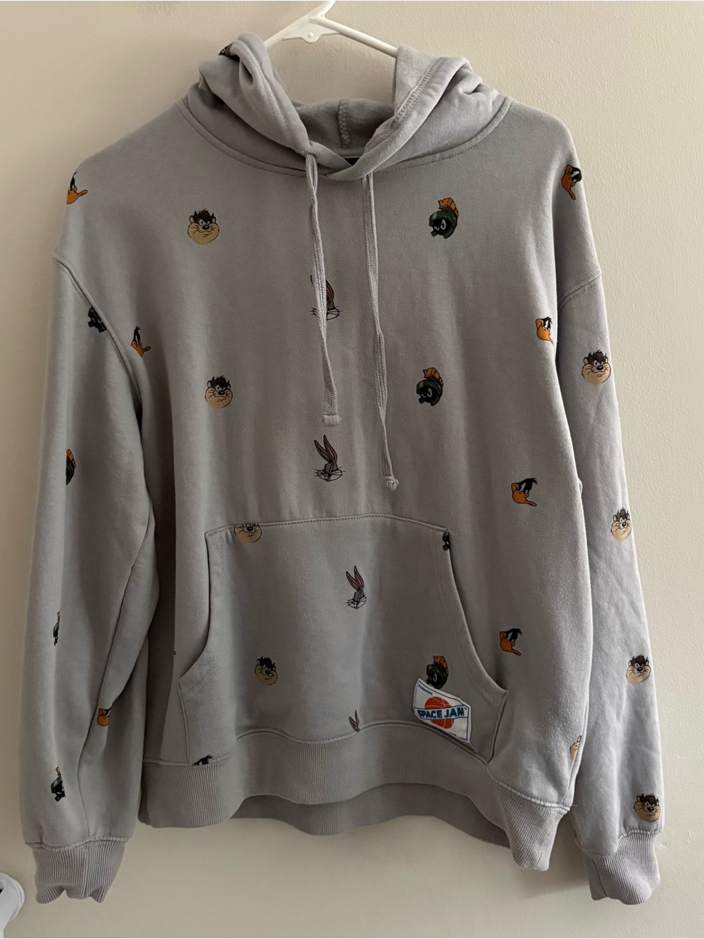 SpaceJam Tune Squad Looney Tunes Pullover Gray Hoodie Sweatshirt Small